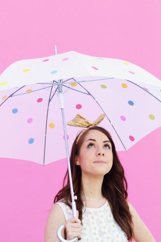 水玉模様の傘